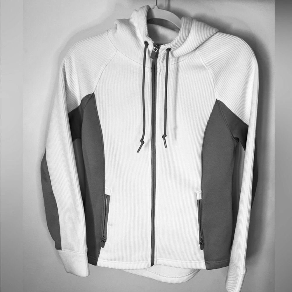 Swiss Tech Women's Jacket White Waffle Knit Tech Fleece Hooded Zip Size …​